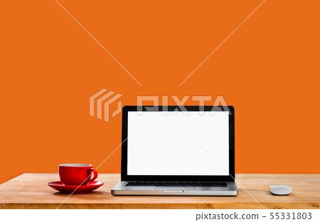 Workplace with notebook laptop and coffee. 55331803