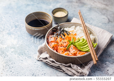 Hawaiian salmon poke bowl 55333207