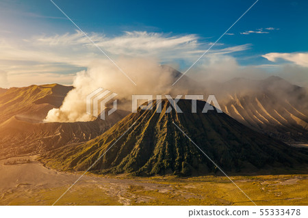Mount Bromo volcano Gunung Bromo during sunrise Bromo Indonesia. Mount Bromo volcano Gunung Bromo during sunrise Bromo Indonesia. 55333478
