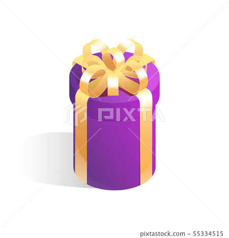 Round gift box. Isometric vector icon isolated on white background. Round gift box. Isometric vector icon isolated on white background. 55334515