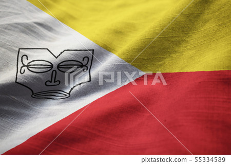 Closeup of Ruffled Marquesas Islands Flag Closeup of Ruffled Marquesas Islands Flag 55334589