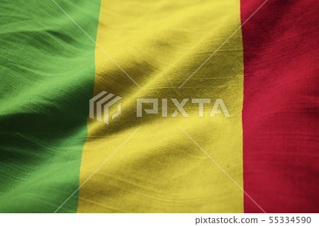 Closeup of Ruffled Mali Flag Closeup of Ruffled Mali Flag 55334590
