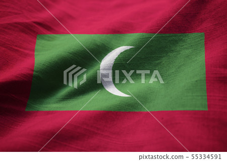 Closeup of Ruffled Maldives Flag Closeup of Ruffled Maldives Flag 55334591