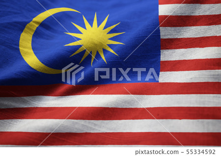 Closeup of Ruffled Malaysia Flag Closeup of Ruffled Malaysia Flag 55334592