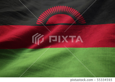 Closeup of Ruffled Malawi Flag Closeup of Ruffled Malawi Flag 55334593