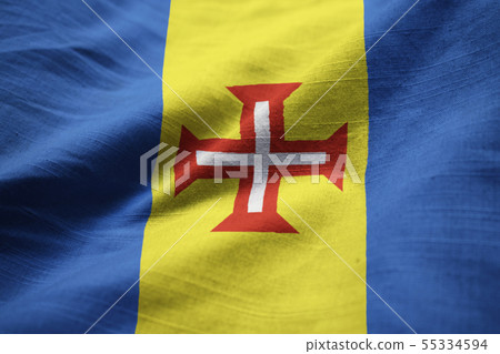Closeup of Ruffled Madeira Flag Closeup of Ruffled Madeira Flag 55334594