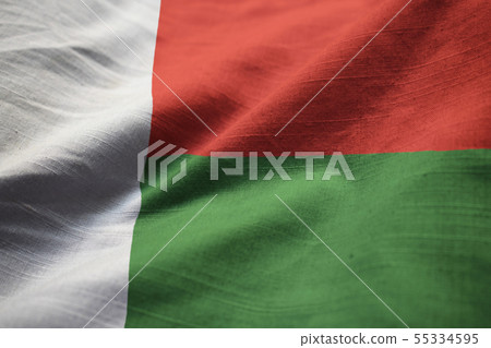 Closeup of Ruffled Madagascar Flag Closeup of Ruffled Madagascar Flag 55334595