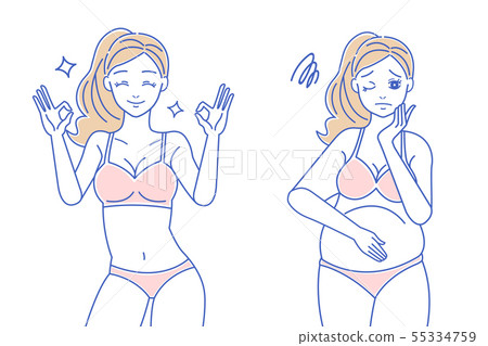 slim and fat woman 55334759