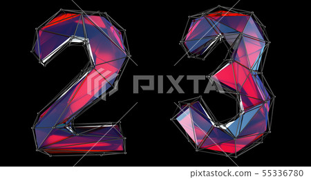 Number set 2, 3 made of red color glass. 55336780