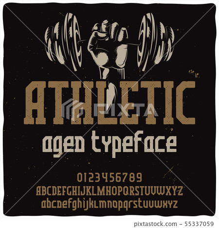 Vintage label typeface named "Athletic". 55337059