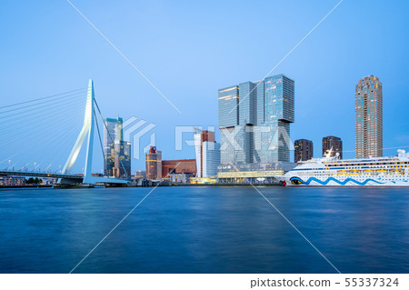 Rotterdam city skyline in Rotterdam, Netherlands Rotterdam city skyline in Rotterdam, Netherlands 55337324