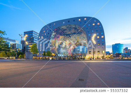 The Markthal at night in Rotterdam, Netherlands 55337332