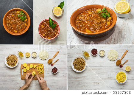 Collage of Adasi, Persian Lentil Stew Collage of Adasi, Persian Lentil Stew 55337508
