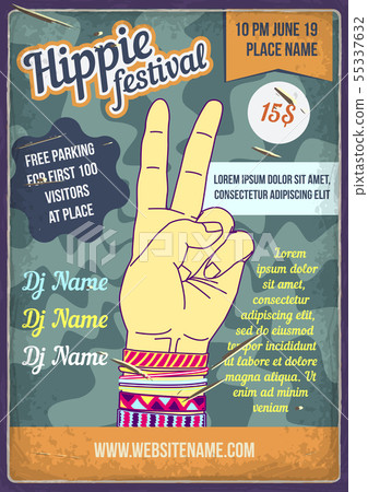 illustration of a hippie's hand with bracelets illustration of a hippie's hand with bracelets 55337632