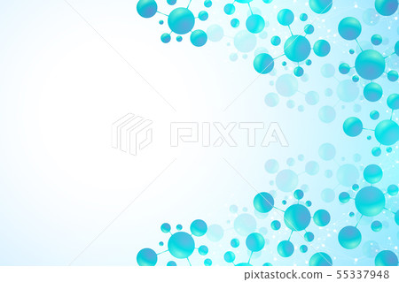 Abstract molecules background. DNA, Atoms. Molecular structure with blue spherical particles 55337948