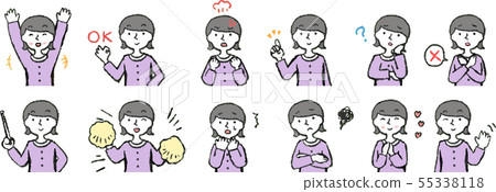 婦女媽媽主婦上身姿勢表情 55338118