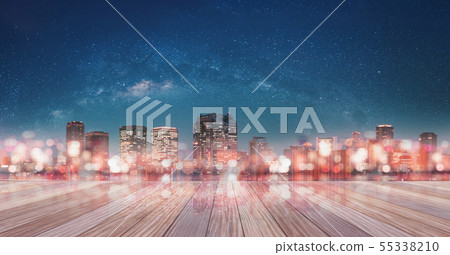 Panoramic Osaka city at night with city lights Panoramic Osaka city at night with city lights 55338210