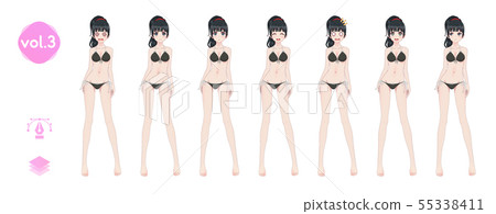 Anime manga girl. In a summer bikini swimsuit Anime manga girl. In a summer bikini swimsuit 55338411