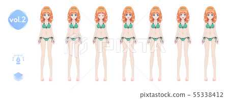 Anime manga girl. In a summer bikini swimsuit Anime manga girl. In a summer bikini swimsuit 55338412