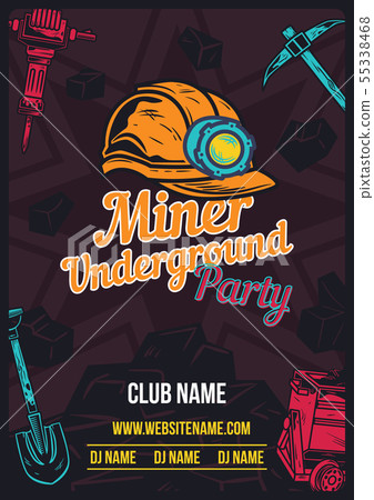 illustration of miner's helmet and equipment illustration of miner's helmet and equipment 55338468