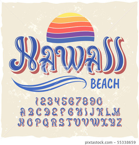 Original label typeface named "Hawaii". Original label typeface named "Hawaii". 55338659