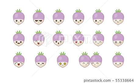 Turnip cute kawaii mascot. Set kawaii food faces Turnip cute kawaii mascot. Set kawaii food faces 55338664