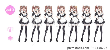 Anime manga girl. Costume of maid cafe 55338724