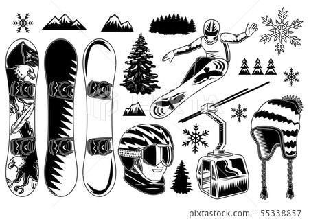 Set of snowboard elements Set of snowboard elements 55338857