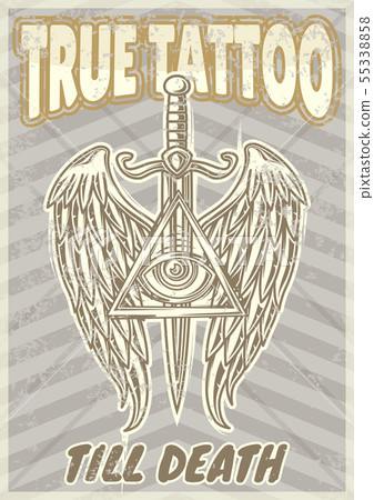 illustration of the wings and a sword illustration of the wings and a sword 55338858