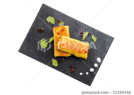 Thin pancake stuffed with minced meat and cheese 55339340