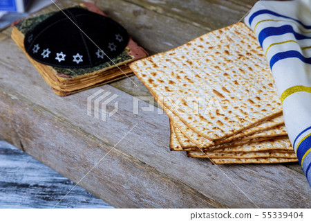Still-life with matzoh jewish passover bread 55339404