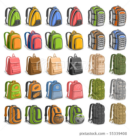 Vector set of various Backpacks 55339408