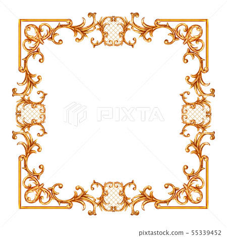 Baroque style elements. Watercolor hand drawn Baroque style elements. Watercolor hand drawn 55339452