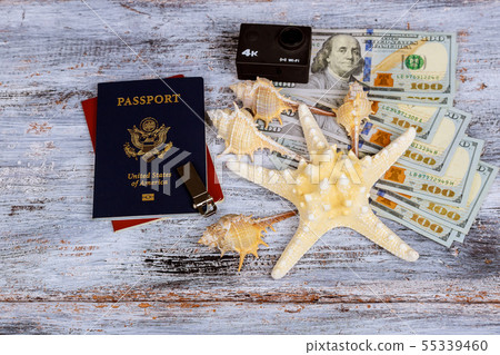 Dollar with passport and Money saving and travel Dollar with passport and Money saving and travel 55339460