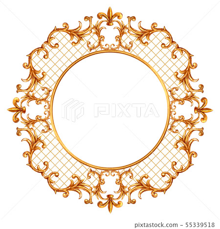 Baroque style elements. Watercolor hand drawn 55339518