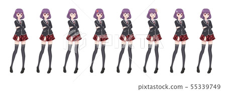 Anime manga student girl in blazer and red skirt 55339749