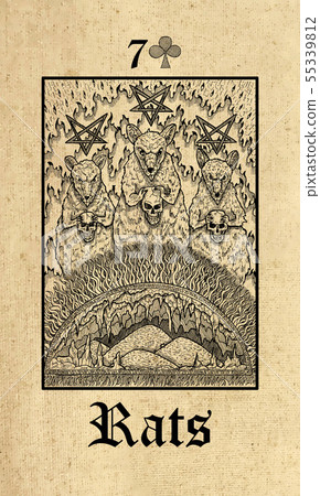 Rats. Lenormand tarot oracle card.  55339812