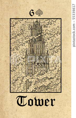 Tower. Lenormand tarot oracle card. Tower. Lenormand tarot oracle card. 55339817