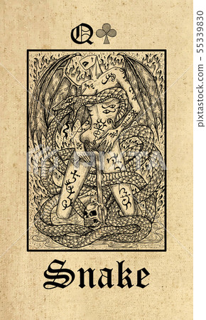 Snake. Lenormand tarot oracle card. -插圖素材 [55339830] - PIXTA圖庫