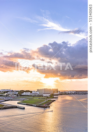 Sunset over the sea in Sumiyoshi-cho, Naha, Okinawa, as seen from Loisir Hotel Sunset over the sea in Sumiyoshi-cho, Naha, Okinawa, as seen from Loisir Hotel 55340063