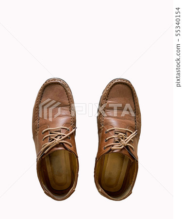 Old Brown leather shoes isolated Old Brown leather shoes isolated 55340154