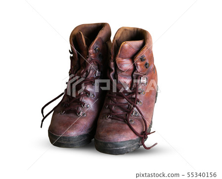 Old Brown leather shoes isolated 55340156