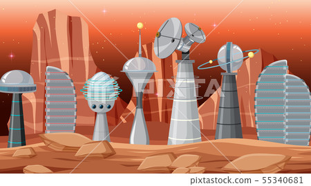 City in space scene 55340681