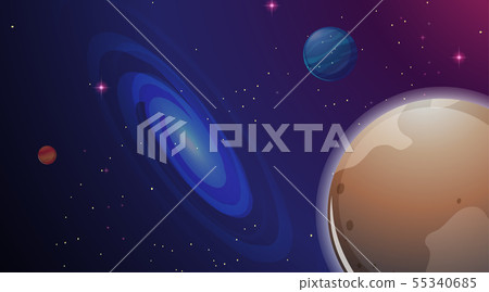 Galaxy and planet scene 55340685