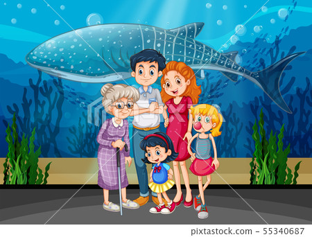 Family in aquarium scene Family in aquarium scene 55340687