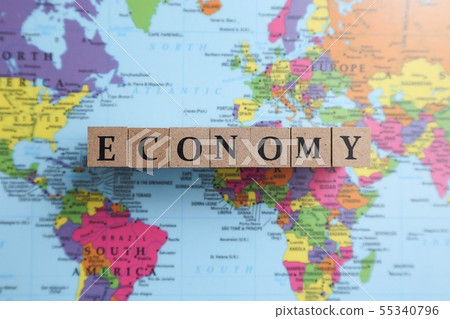 World Map and Alphabet Letter Block 55340796