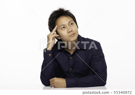 Asian Handsome man Thinking and looking away 55340972