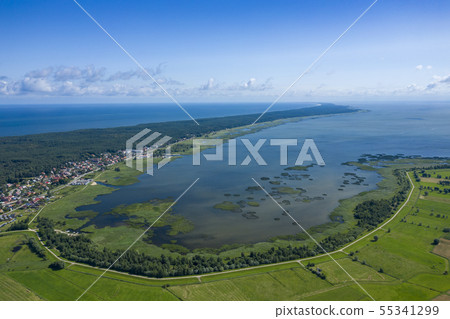 Aerial view of Vistula Split. Mierzeja Wislana Aerial view of Vistula Split. Mierzeja Wislana 55341299