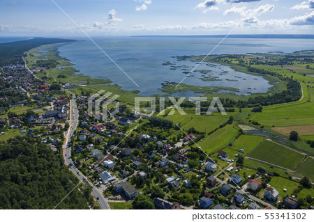 Aerial view of Vistula Split. Mierzeja Wislana Aerial view of Vistula Split. Mierzeja Wislana 55341302