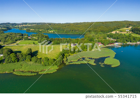 Aerial view of Kashubian Landscape Park. Kaszuby. 55341715